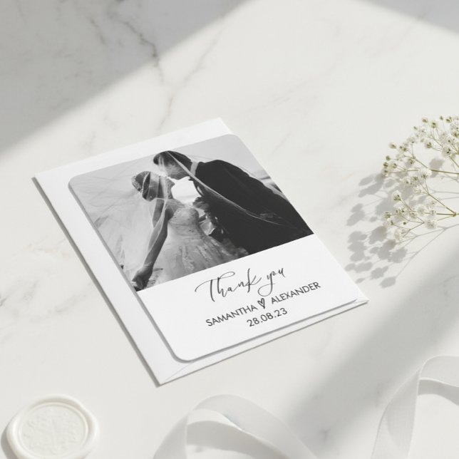 Tarjeta Festiva Personalized Wedding Photo Thank You Card (Subido por el creador)