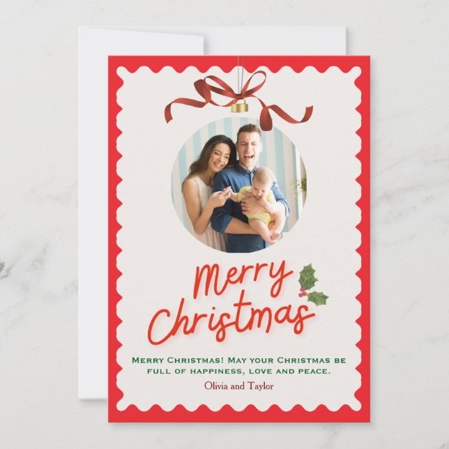 Tarjeta Festiva Personlized Merry Christmas Photo Card (Anverso)