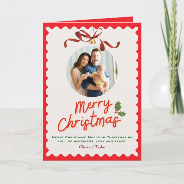Tarjeta Festiva Personlized Merry Christmas Photo Card (Anverso)
