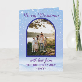 Tarjeta Festiva Personlized Purple Merry Christmas Photo 