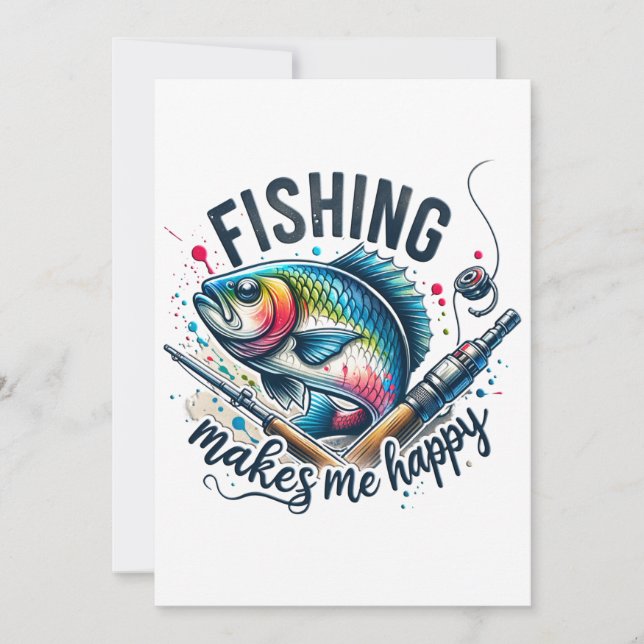 Tarjeta Festiva Pesca con regalo de pescador me hace feliz (Anverso)