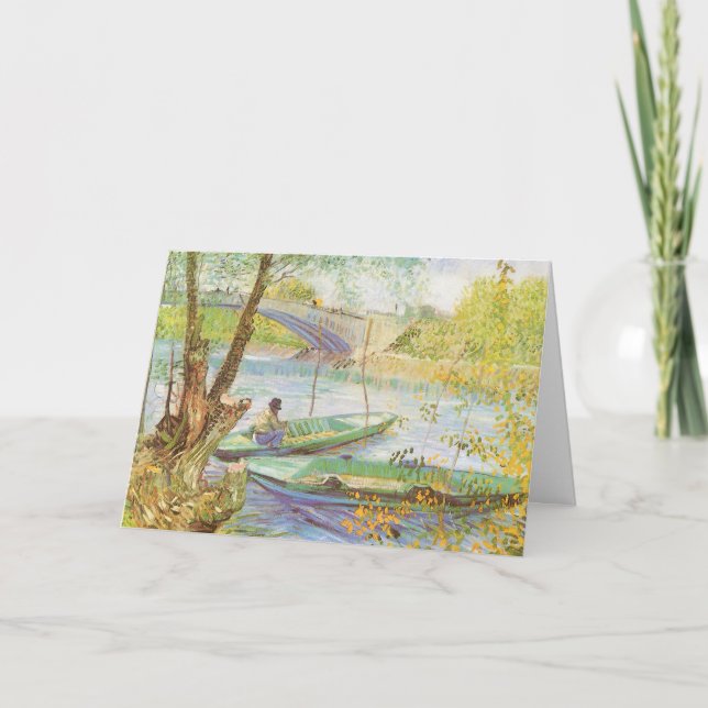 Tarjeta Festiva Pesca en primavera por Vincent van Gogh, Navidades (Anverso)