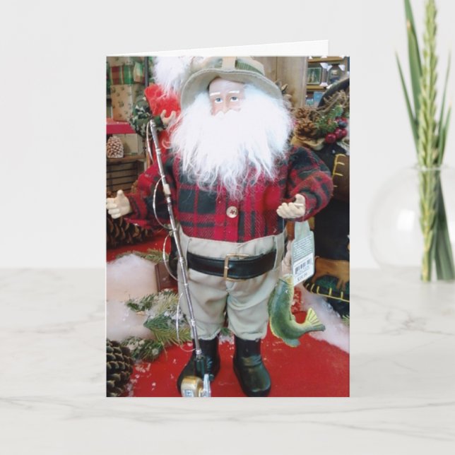 Tarjeta Festiva "PESCA SANTA" dice MERRY CHRISTMAS-CATCH GRANDE UN (Anverso)