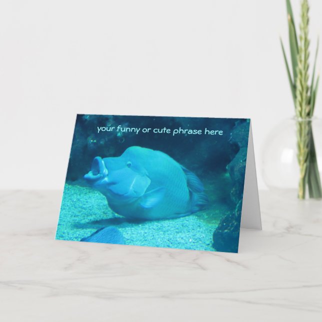 Tarjeta Festiva Pescado azul bocazas y tu mensaje (Anverso)