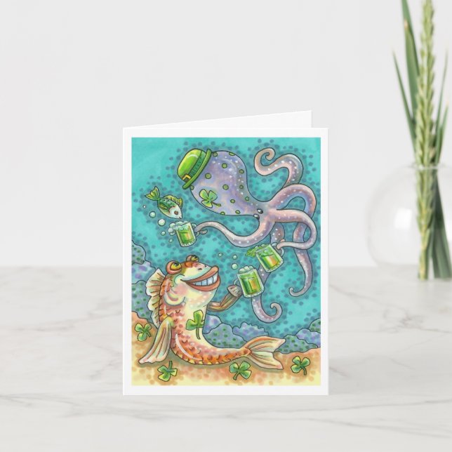 Tarjeta Festiva PESCADO DE St. PADDY Y OCUPOS DE CERVEZA VERDE (Anverso)