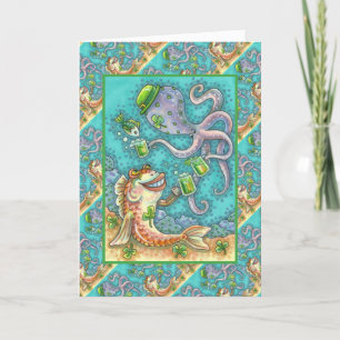 Tarjeta Festiva PESCADO DE St. PADDY Y OCUPOS DE CERVEZA VERDE