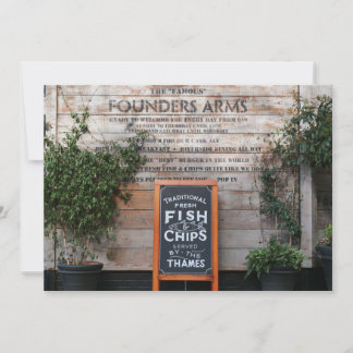 Tarjeta Festiva Pescado tradicional y chile Londres adoran el rega