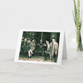 Tarjeta Festiva Pescador del vintage en una barra de Wisconsin