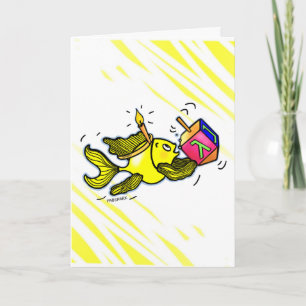Tarjeta Festiva Pescados vivarachos de Hanuka - regalo cómico del