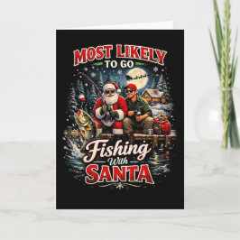 Tarjeta Festiva Pescar con Santa