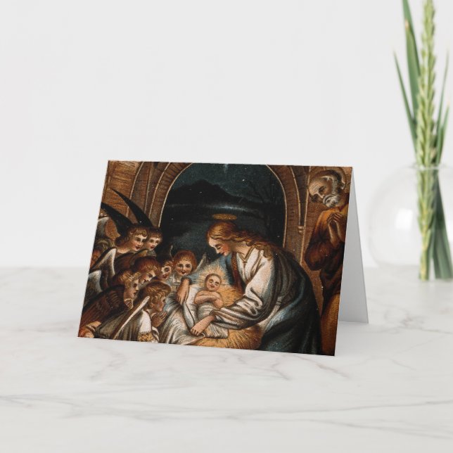 Tarjeta Festiva Pesebre de los ángeles de Jesús del bebé del (Anverso)