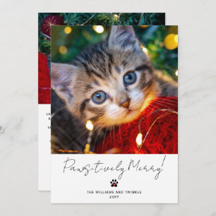 Tarjeta Festiva Pet Photo 2 Picture Script Calligraphy Paw Print