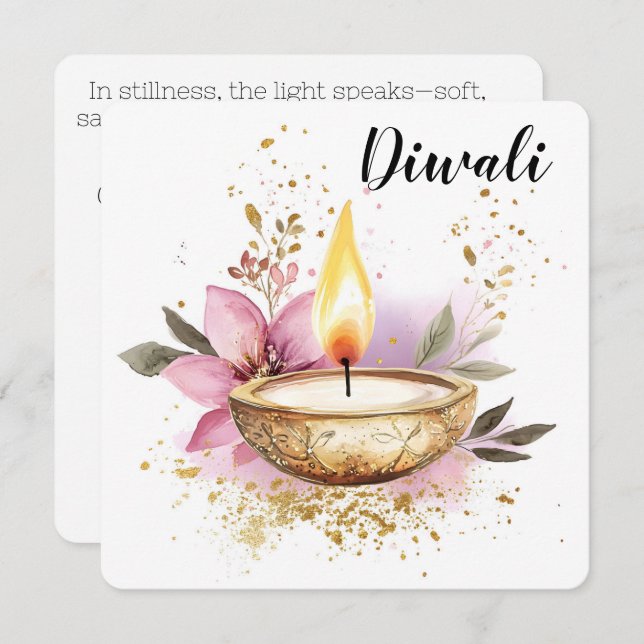 Tarjeta Festiva Pétalos de llama, Diwali (Anverso / Reverso)