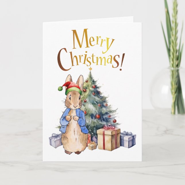 Tarjeta Festiva Peter, el árbol navideño de los moras del conejo (Anverso)