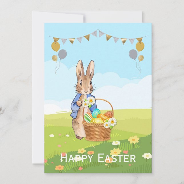 Tarjeta Festiva Peter the Rabbit Easter Bunny Rabbit (Anverso)