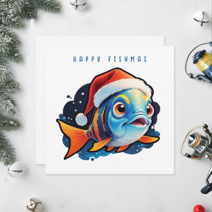 Tarjeta Festiva Pez divertido de estilo cartoon.