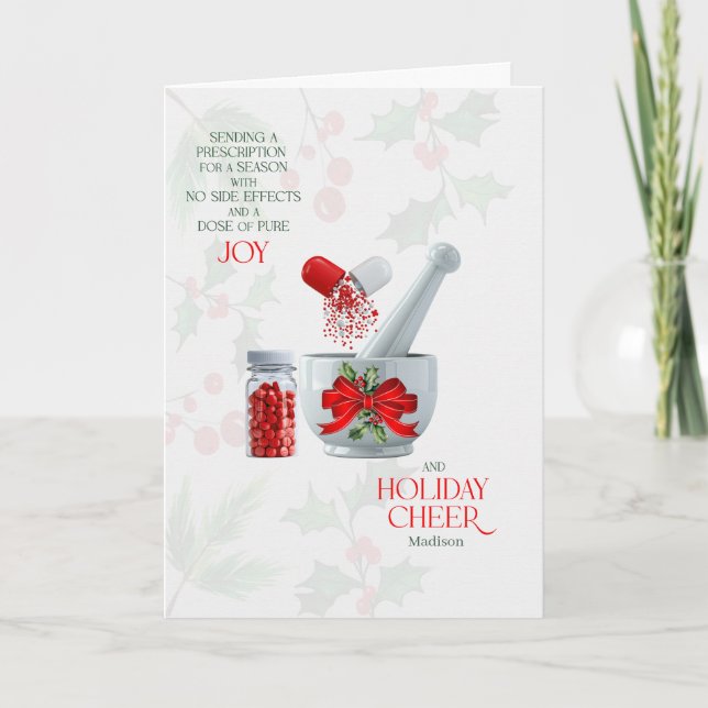 Tarjeta Festiva Pharmacist Dose of Pure Joy with Name (Anverso)