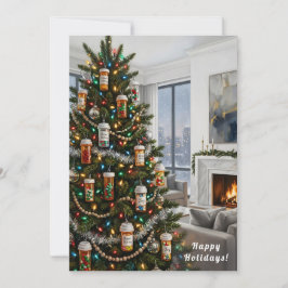 Tarjeta Festiva Pharmacy Medical Pill Bottle Ornament Christmas