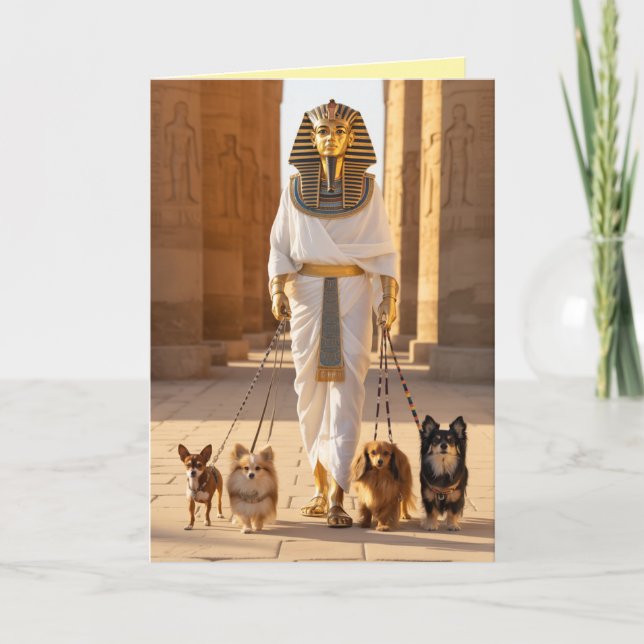 Tarjeta Festiva Pharoah Walkin' the Dog Card (Anverso)