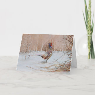 Tarjeta Festiva Pheasant en la nieve