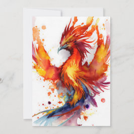 Tarjeta Festiva Phoenix en el diseño de acuarela de las llamas