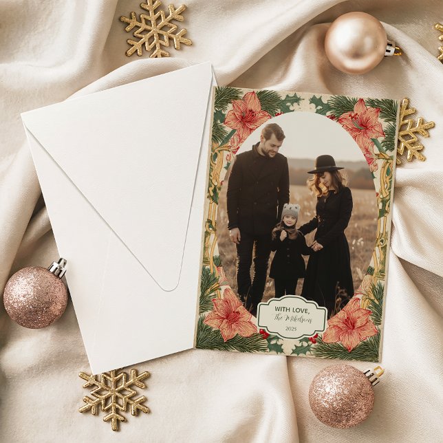 Tarjeta Festiva Photo Baroque Holly Christmas (Subido por el creador)