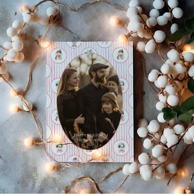 Tarjeta Festiva Photo Blush Snowman Christmas (Subido por el creador)