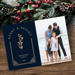 Tarjeta Festiva Photo Christmas Botanical Dome Arch Effect in Gold