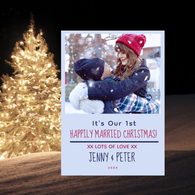 Tarjeta Festiva Photo Christmas Card Just Married 1st Christmas (Photo Christmas Card Just Married 1st Christmas)