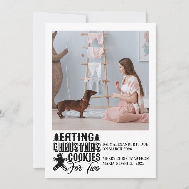 Tarjeta Festiva Photo Christmas Cookies for 2 Pregnancy  (Anverso)