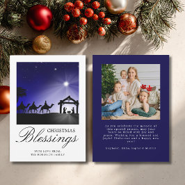 Tarjeta Festiva Photo Christmas Nativity Scene Christian Blessing