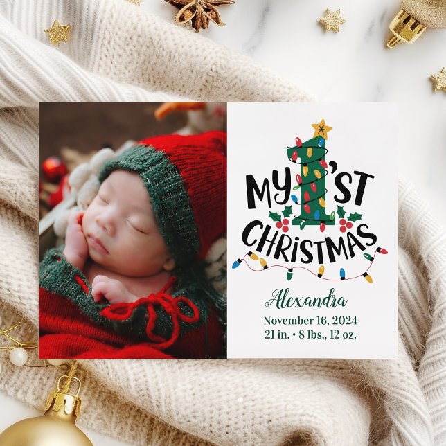 Tarjeta Festiva Photo Christmas Tree Lights First Christmas (Subido por el creador)