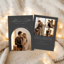 Tarjeta Festiva Photo Collage Newlywed Married Little Christmas