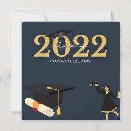 Tarjeta Festiva Photo From Parents Royal Blue And White Graduation