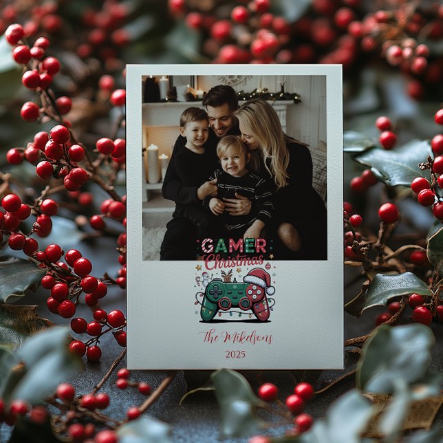 Tarjeta Festiva Photo Funny Gamer Christmas (Subido por el creador)