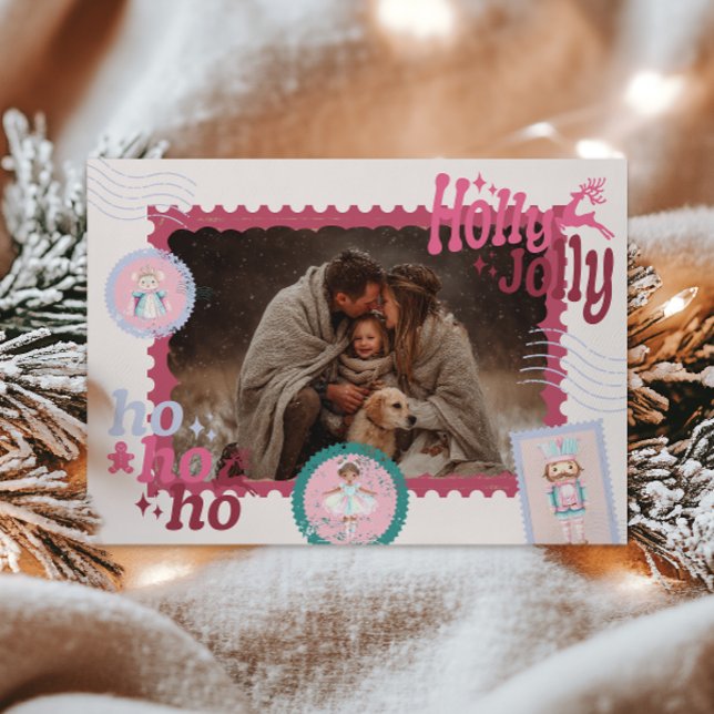 Tarjeta Festiva Photo Groovy Nutcracker Retro Pastel Christmas (Subido por el creador)