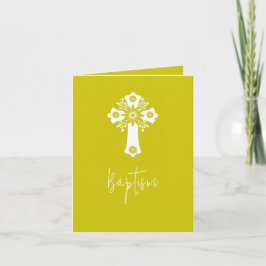 Tarjeta Festiva Photo Invitation Simple Baptism Cross Yellow