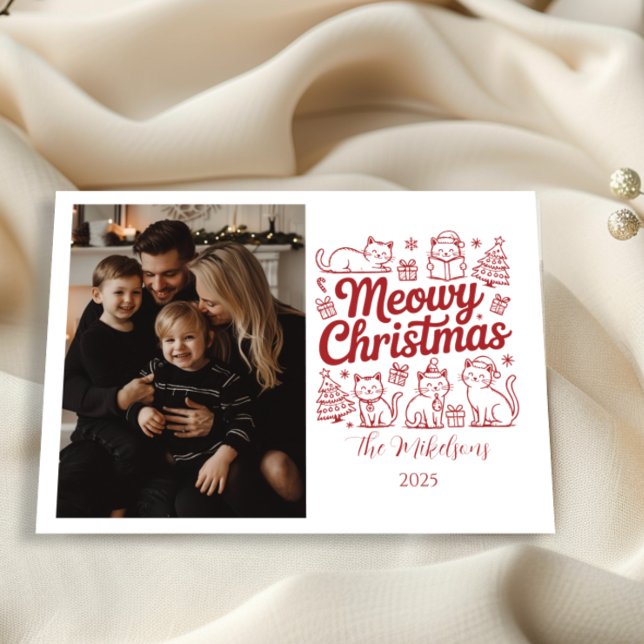 Tarjeta Festiva Photo Meowy Christmas Party (Subido por el creador)