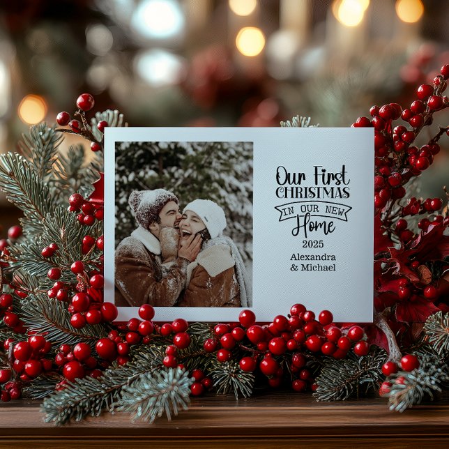 Tarjeta Festiva Photo Minimalist Christmas First Home (Subido por el creador)