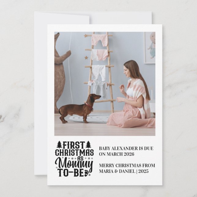 Tarjeta Festiva Photo Mommy to be Christmas Pregnancy Announcement (Anverso)