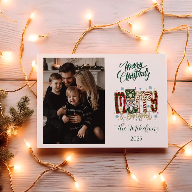 Tarjeta Festiva Photo Nutcracker Merry & Bright Christmas (Subido por el creador)