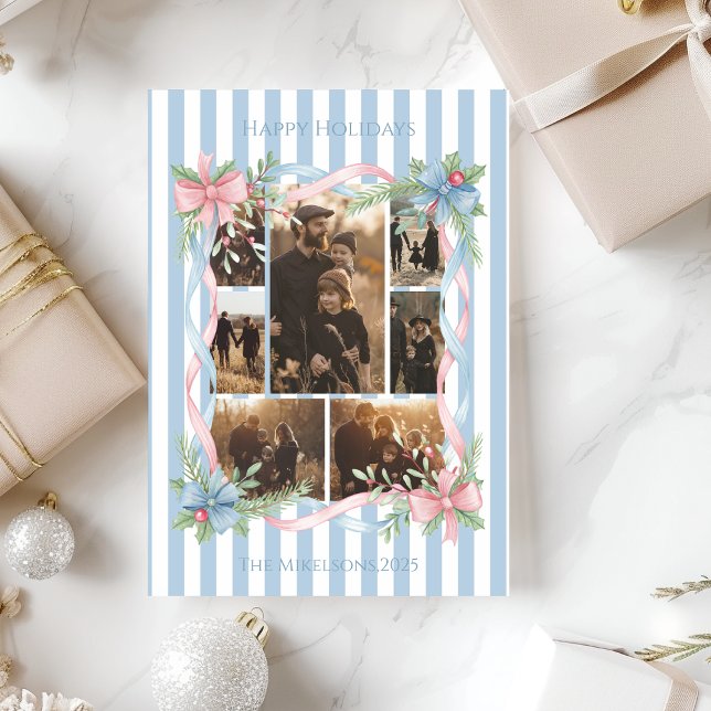 Tarjeta Festiva Photo Pastel Candy Cane Family Christmas (Subido por el creador)