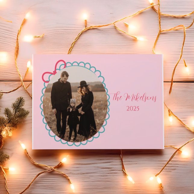 Tarjeta Festiva Photo Pastel Scalloped Frame Christmas (Subido por el creador)