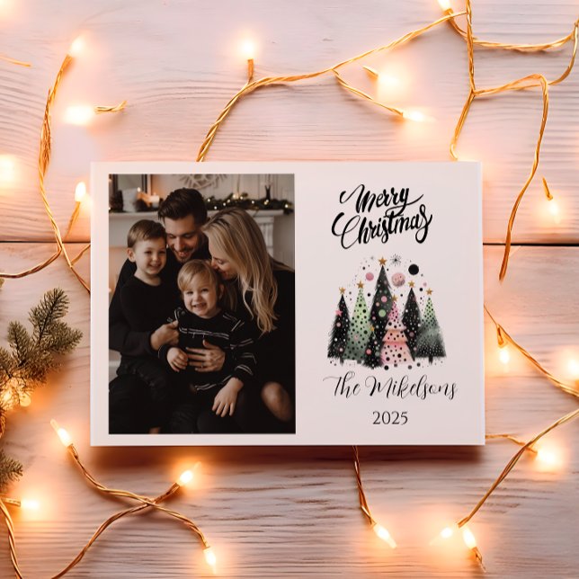 Tarjeta Festiva Photo Pink Forest Christmas (Subido por el creador)