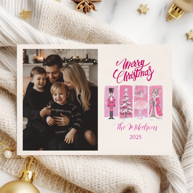 Tarjeta Festiva Photo Pink Nutcracker Ballet Christmas (Subido por el creador)