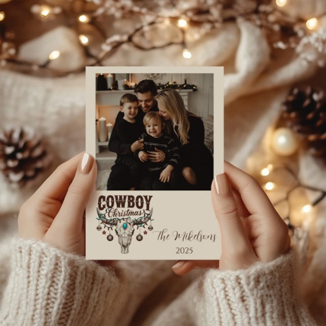 Tarjeta Festiva Photo Rustic Cowboy Christmas (Subido por el creador)