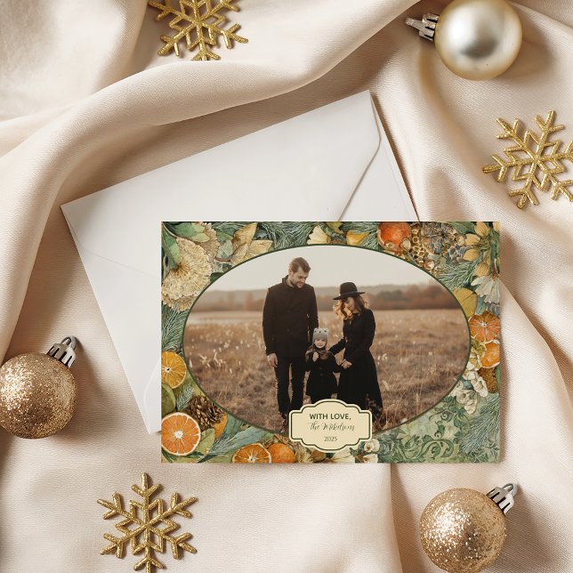 Tarjeta Festiva Photo Rustic Woodland Botanical Christmas (Subido por el creador)