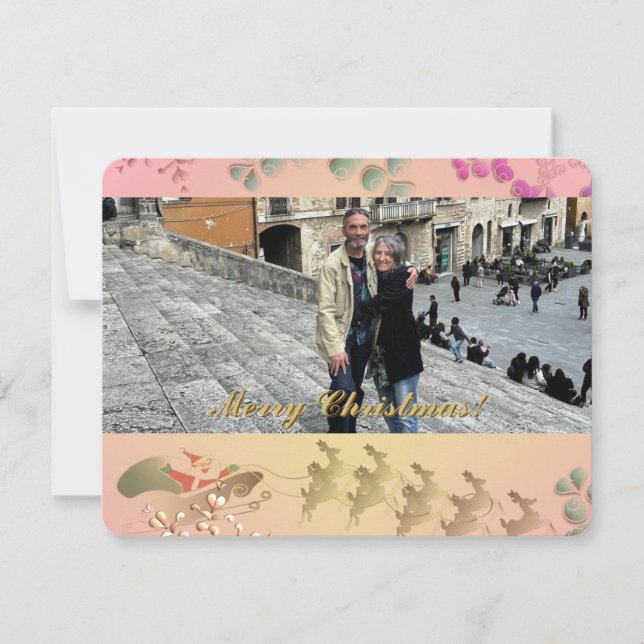 Tarjeta Festiva Photo Santa Flat Holiday Card (Anverso)