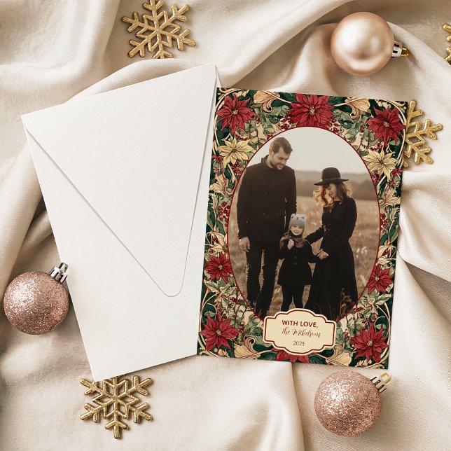 Tarjeta Festiva Photo Timeless Poinsettia Holiday (Subido por el creador)