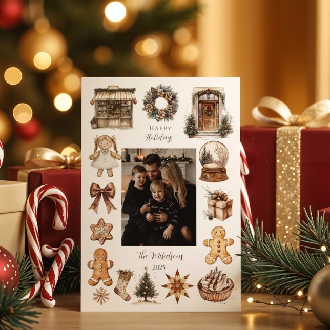 Tarjeta Festiva Photo Vintage Rustic Christmas (Subido por el creador)